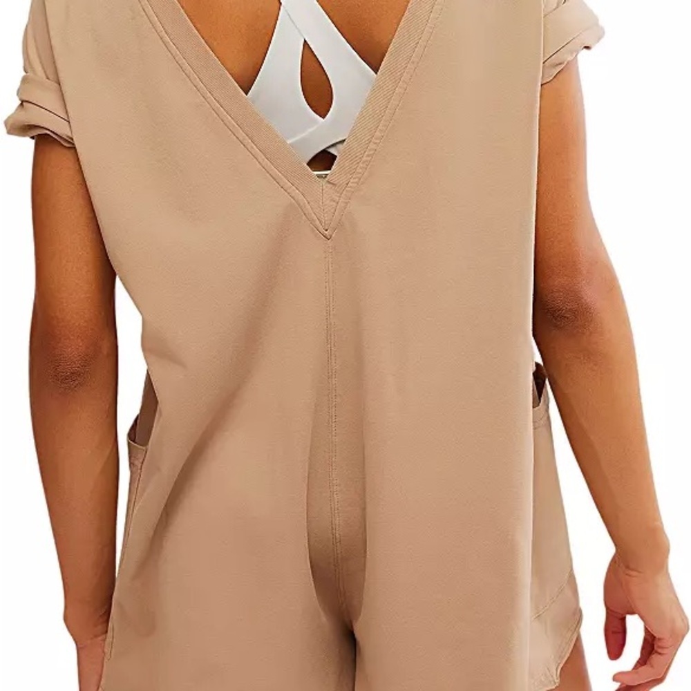 Free People FP Movement Hot Shot Tee Romper in Small Mocha.  T-Shirt Romper NWT - Picture 10 of 16